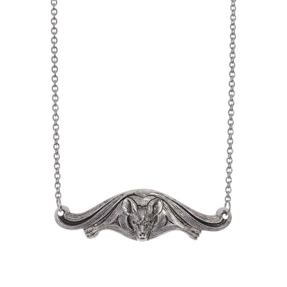 NEW Nouveau Nosferatu Bat Necklace Pendant Jewelry Vintage Style Antique Silver